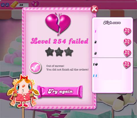 Level Failed Candy Crush Saga Wiki Fandom