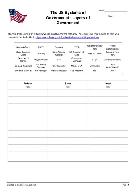 types  government worksheet printable