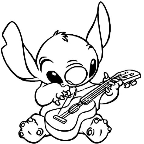 stitch  playing guitar coloring page  print  color