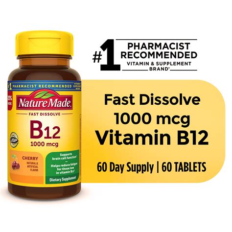 Nature Made Vitamin B12 Sublingual 1000 Mcg Sugar Free Fast Dissolve