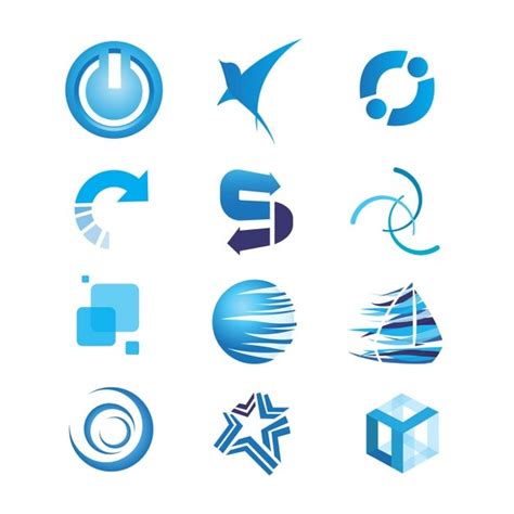 collection  blue logos vector