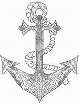 Anchor Coloring Adults Vector Adult Zentangle Illustration sketch template