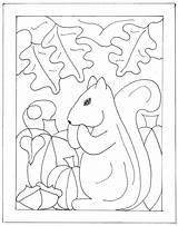 Coloring Squirrel Hooking Rug Primitive Pages Drawing sketch template