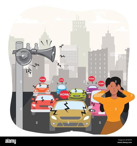 noise pollution    vector illustration people suffering
