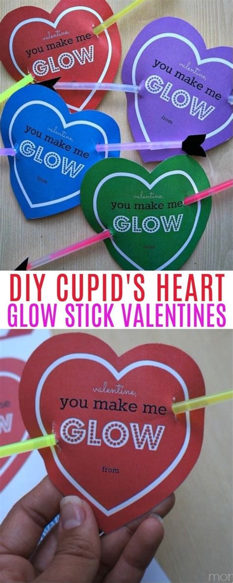 cupids heart glow stick valentines cute diy valentine cards  kids