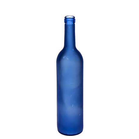 Frosted Blue Round Bordeaux Bottle 750 Ml Glass Red Wine Bottle Liquor