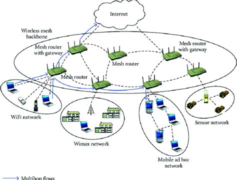 architecture  wireless mesh network  scientific diagram