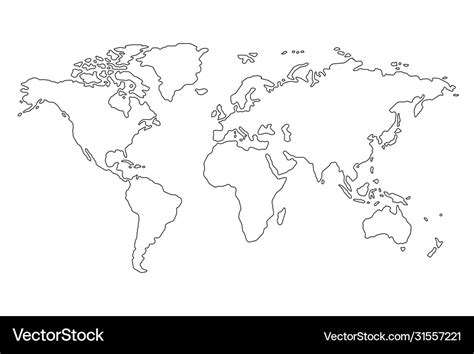 outline world map  white background royalty  vector