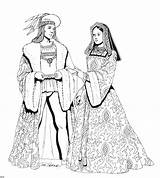 Renaissance Kleurplaat Engeland Kleidung Kleurplaten Coloriages Moyen Prinzessin Malvorlage Vêtements Historische Visiter Coloringpagesfun sketch template