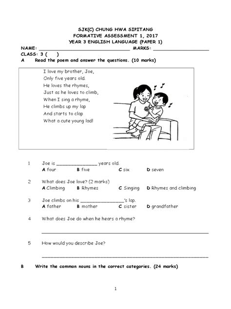 english formative test paper  year  march  fiction literature