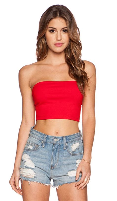 Susana Monaco Tube Crop Top In Red Tube Top Outfits Top
