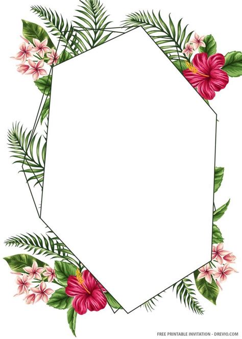 printable tropical hexagon wedding invitation templates