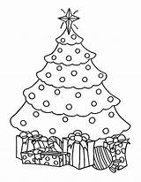 Christmas Tree Coloring Pages Presents Outline Drawing Trees Blank Color Sheets Simple Printable Artificial Pdf Kids Drawings Gifts Cartoon Template sketch template
