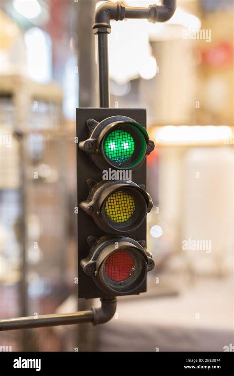 vintage traffic lights  red light street signal stock photo alamy