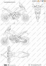 Ducati Multistrada 1200 Blueprints Drawing Preview sketch template