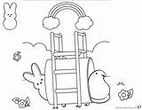 Coloring Pages Peeps Rainbow Playing Under Printable Kids sketch template