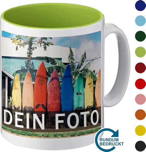tasse mit individuellem foto gestalten hochwertiger druck individuelle fototasse innen farbig
