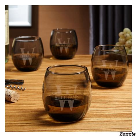 Oakmont Custom Stemless Wine Glass Set Smoke Engraved