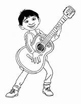 Coco Miguel Guitar Playing Pages Coloring Disney Drawings Color Drawing Movie Pages2color Cartoon Rivera Print Pixar His Printable Silhouette Choose sketch template