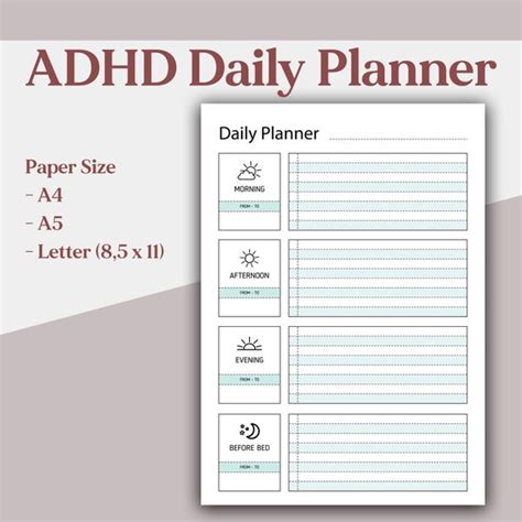 adhd daily planner printable printable world holiday