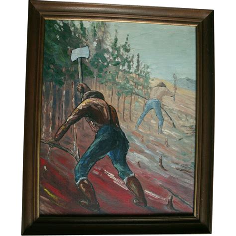 wpa era oil social realism oil painting men working railroad gretas gallery ruby lane