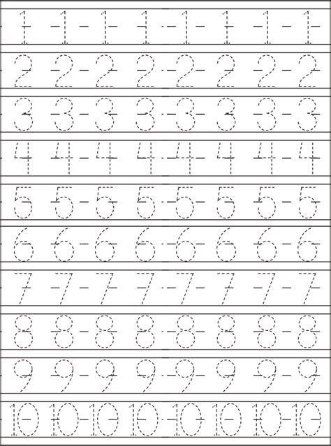 printable trace numbers number tracing worksheets  preschoolers