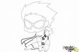 Chibi Robin Titans Draw Teen Drawingnow Coloring sketch template