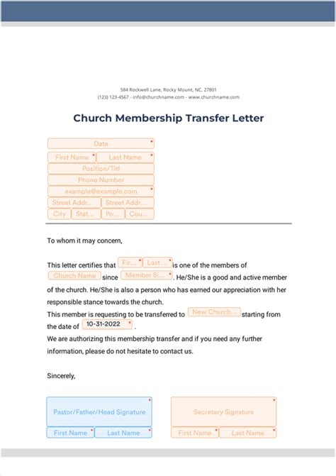 church membership transfer letter sign templates jotform