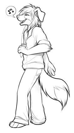 anthro male wolf furry coloring pages