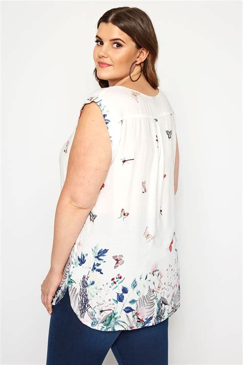 Izabel Curve White Butterfly Blouse Plus Sizes 16 To 26 Yours Clothing