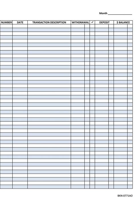blank business checkbook register template excel