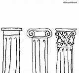 Ionic Corinthian Doric Capitals Coloring Colored Colorear Coloringcrew sketch template