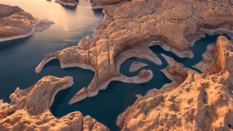 wallpaper aerial view drone photo nature landscape lake powell