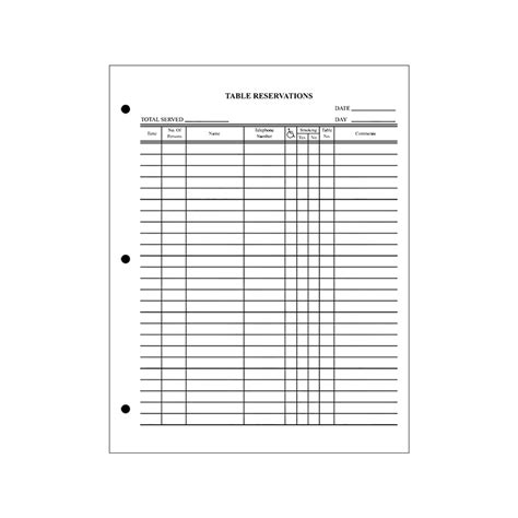 printable reservation templates  calendar printable
