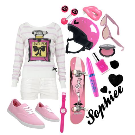 pink polyvore sk8girl skate image 440375 on