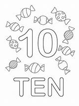 Coloring Pages Number Ten Numbers Printable Kids Preschool Preschoolers Drawing Candy Color Worksheets Book Kindergarten Printables Math Template Class Learning sketch template