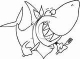Fork Coloring Getdrawings Shark sketch template