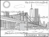 Coloring Bridge Brooklyn Skyline York City sketch template