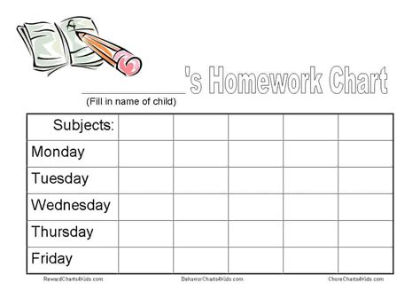 homework chart   tools   homework