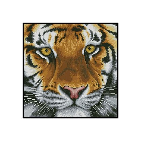 tiger fierce face cross stitch instant   pattern etsy