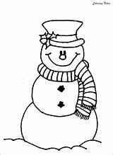 Snowman Coloring Pages Kids Printable Cute Smiling Easy sketch template