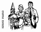 Church Family Going Coloring Pages People Christmas Kids Sky Template Coloringsky sketch template