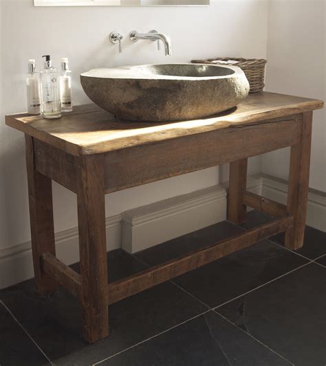 reclaimed oak stone sink unit stump furniture