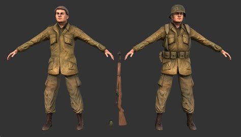 artstation ww world war  soldier game ready  lowpoly character
