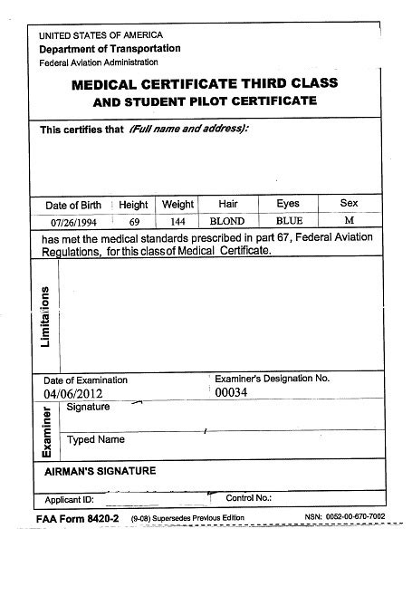 medical certificate fca flight center