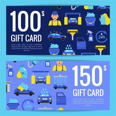 auto detailing gift certificate template  discount   card voucher