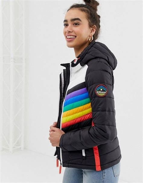 superdry rainbow stripe padded jacket asos superdry jackets