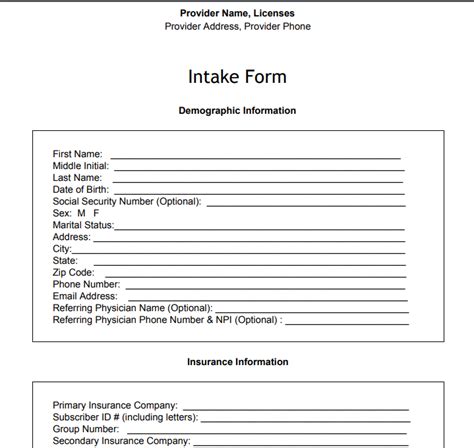 mental health therapist intake form downloadable
