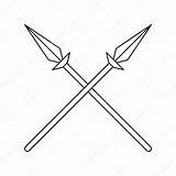 Spears Crossed Spear Line Two Icon Thin Stock Vector Illustration Depositphotos Vectors Ancient sketch template