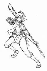 Warrior Anime Girl Drawing Coloring Pages Female Getdrawings sketch template